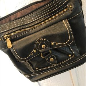 B.O.C. Black Leather Crossover Purse
